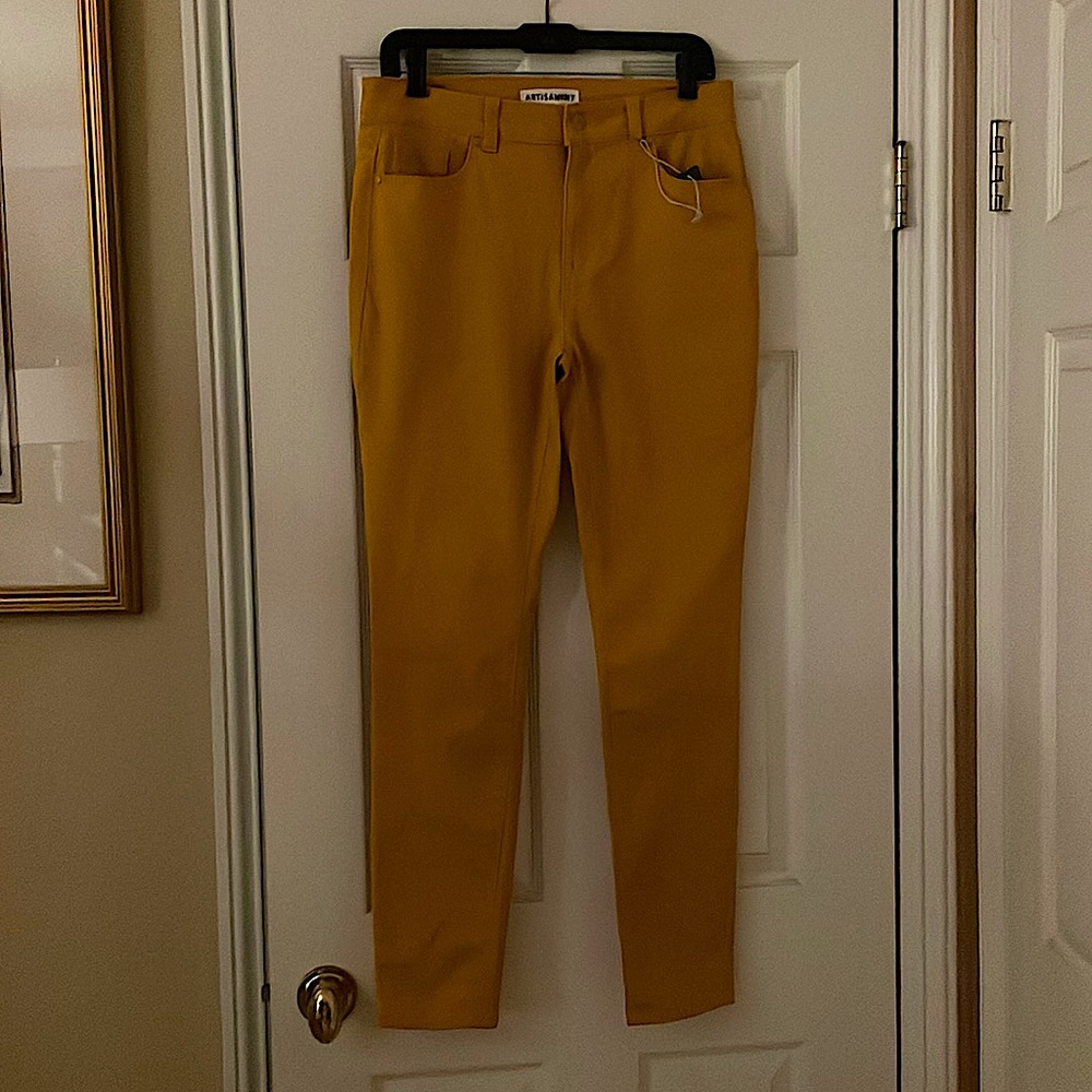 Gold cotton slim jeans